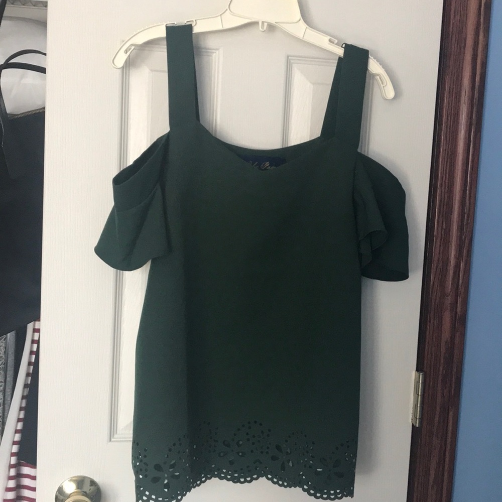 green cold shoulder top size medium